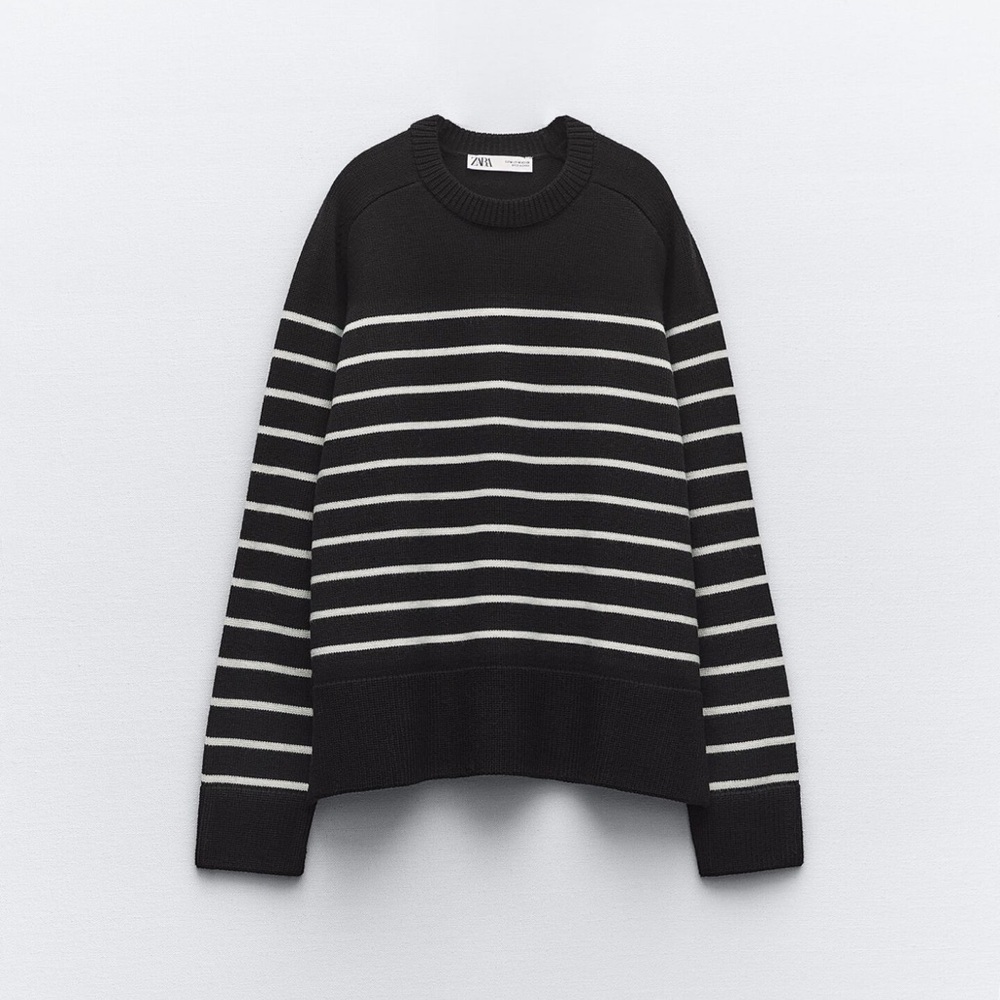 Zara Black and White Striped Sweater